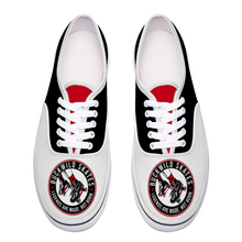 Load image into Gallery viewer, BuckWild Unisex White/Black/Red Low Top Sneakers