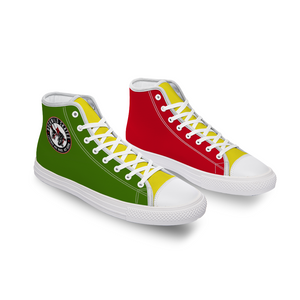 BuckWild Unisex Green/Yellow/Red High Top Sneakers