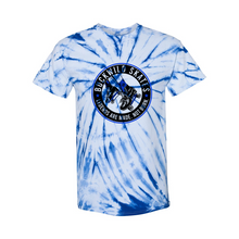 Load image into Gallery viewer, BuckWild Dyenomite Cyclone T-Shirt (Blue Clear Logo)
