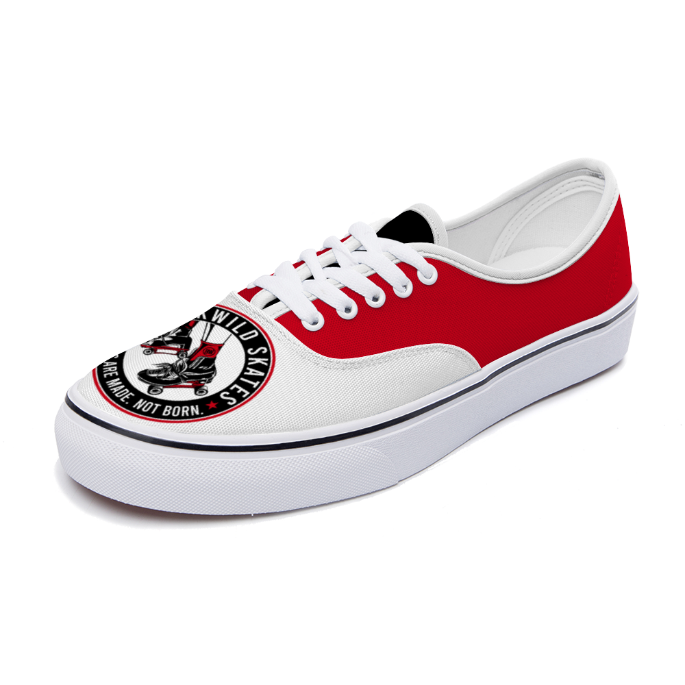 BuckWild Unisex White/Red/Black Low Top Sneakers