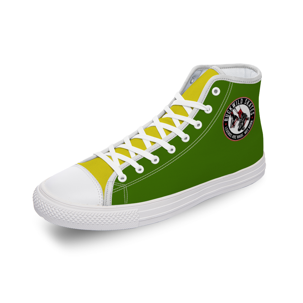 BuckWild Unisex Green/Yellow/Red High Top Sneakers