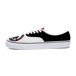 BuckWild Unisex White/Black/Red Low Top Sneakers