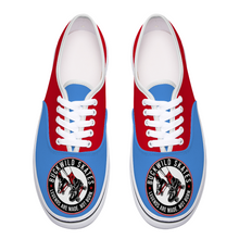 Load image into Gallery viewer, BuckWild Unisex Blue/Red Low Top Sneakers
